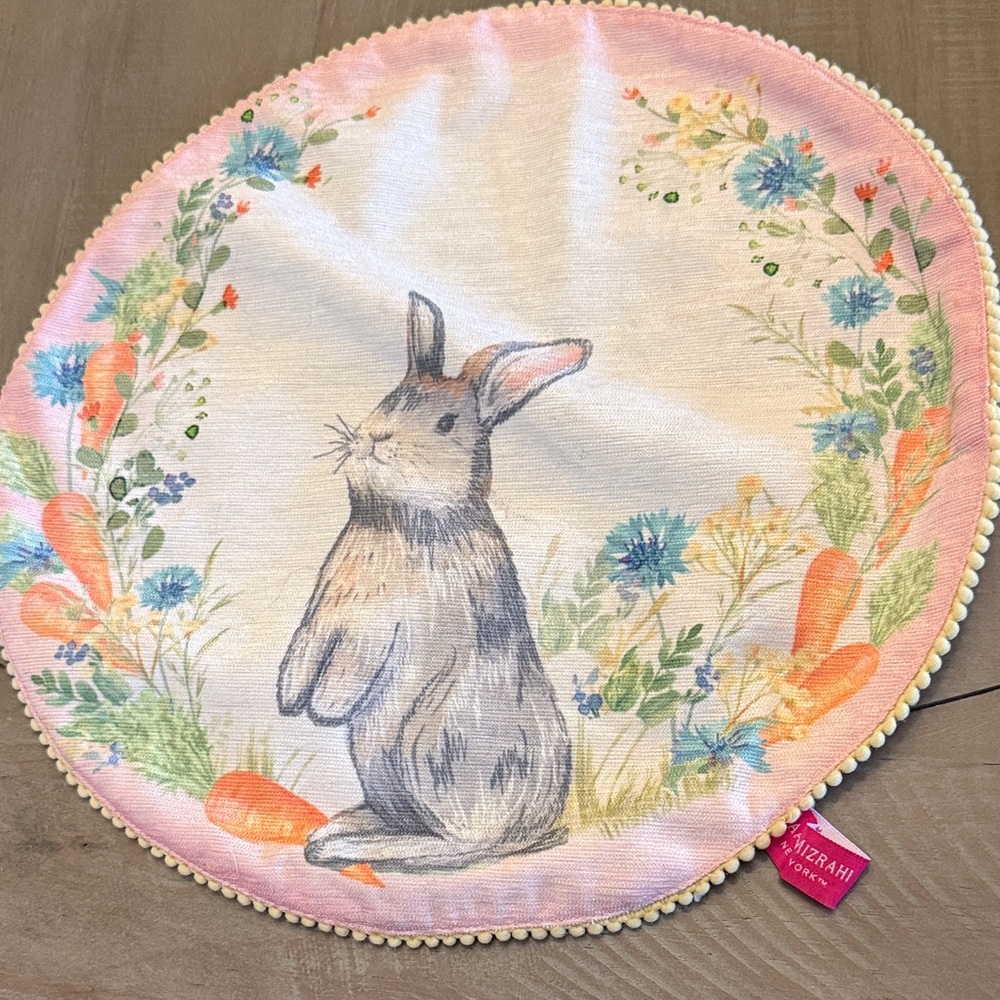 Isaac Mizrahi Pink Blue Floral Bunny Holiday Décor 4 Placemat